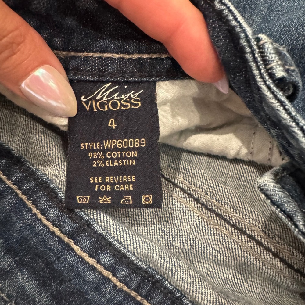 Miss Vigoss Y2K Low Rise Straight Leg Jeans McBling Medium Wash 2000s Size 4 - Picture 7 of 12